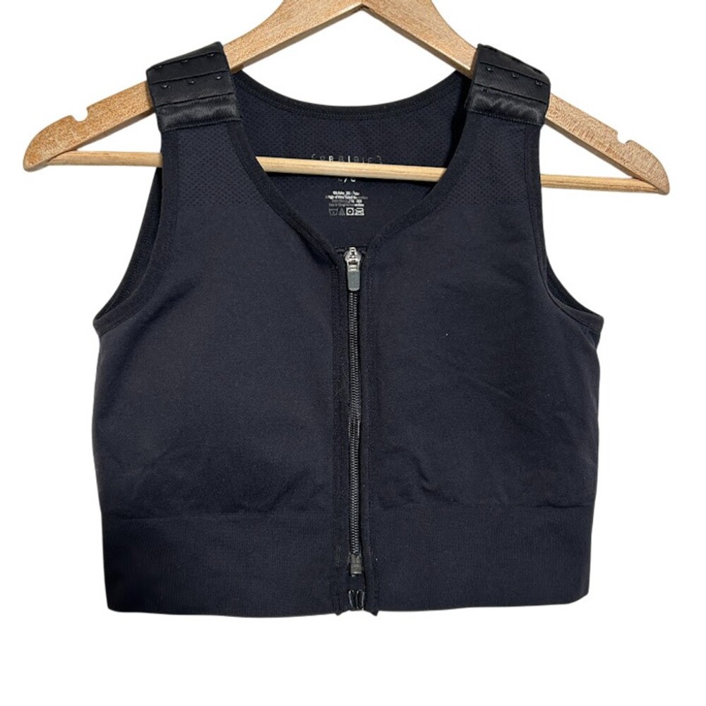 Prairie Wear Hugger Prima Post-Surgical Compression Bra Black L Large Zip Front